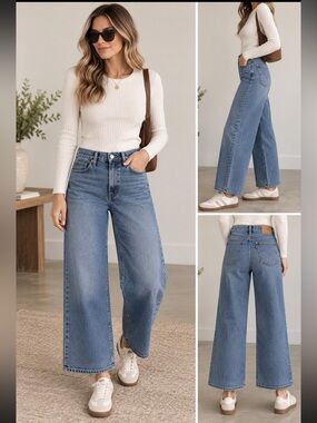 Levi’s High Rise Wide Leg Jeans Size 27 Cropped Medium Wash
